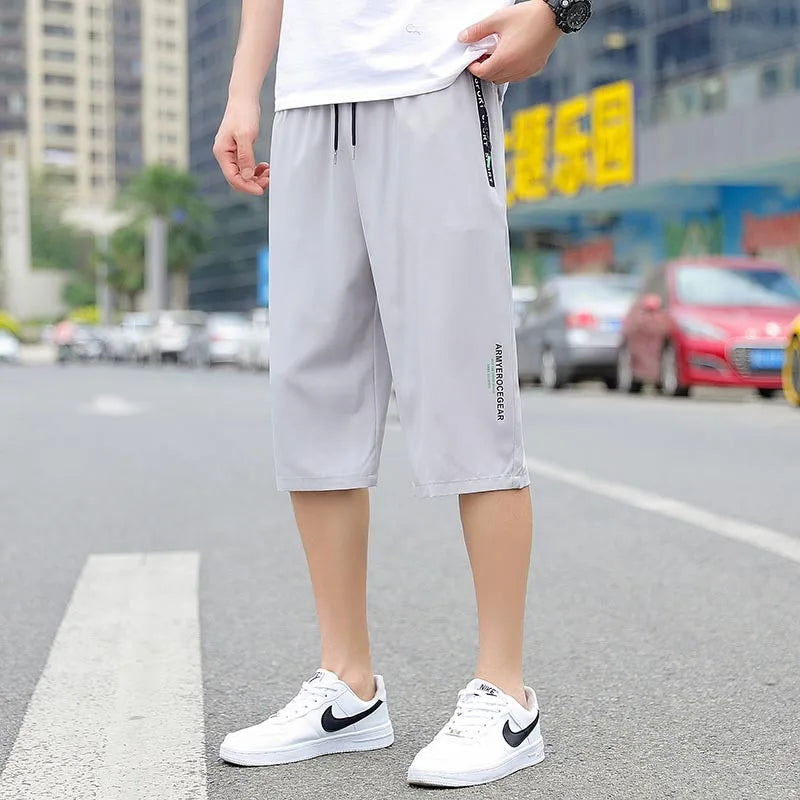 Plus Size Stretch Men's Cropped Pants Casual Pants 8XL Summer Letter Printing Streetwear Beach Pant Men Clothing Sweat Pants F20