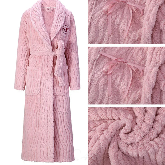 Verdicken männer Flanell Kimono Bademantel Kleid Winter Plus Größe Paar Nachtwäsche Lange Robe Lose Korallen Fleece Homewear Loungewear