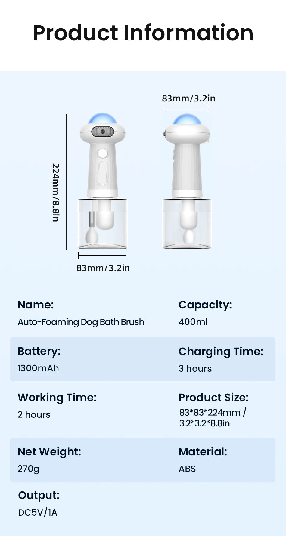 Rojeco automatische Schaum herstellungs maschine für Haustier USB-Aufladung Smart Cat Seifensp ender für Hund Haustier wiederauf ladbare Dusche Zubehör