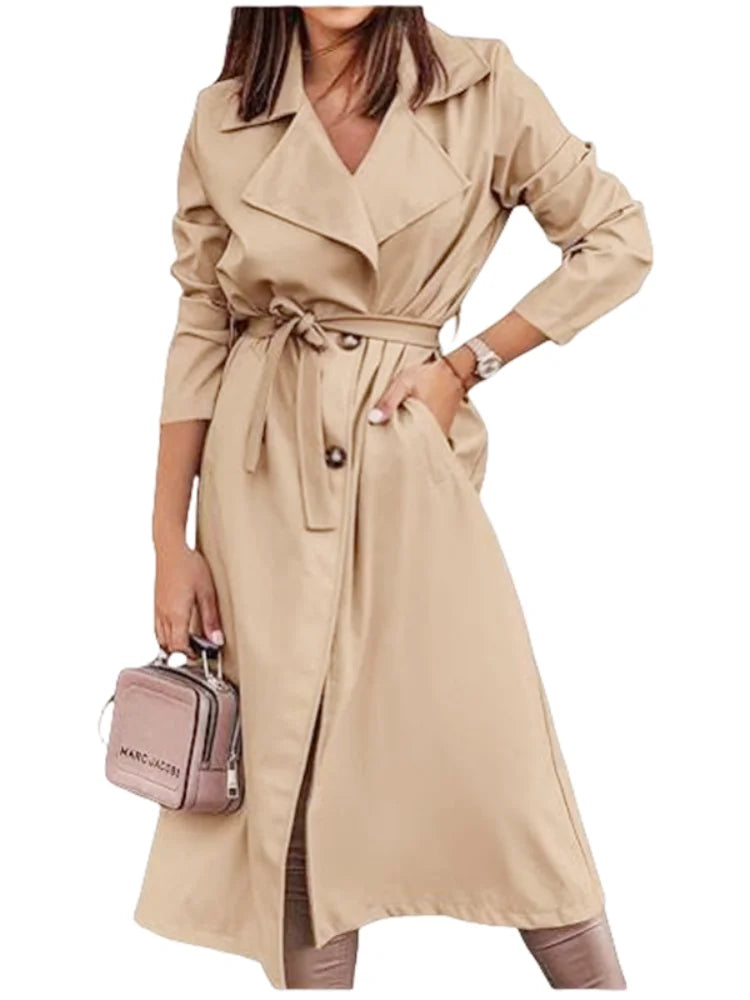 Damen-Mäntel aus Wollmischungen, zweireihig, dünner Damen-Trenchcoat, lässiger Winbreaker mit Gürtel, Trenchcoat für Damen