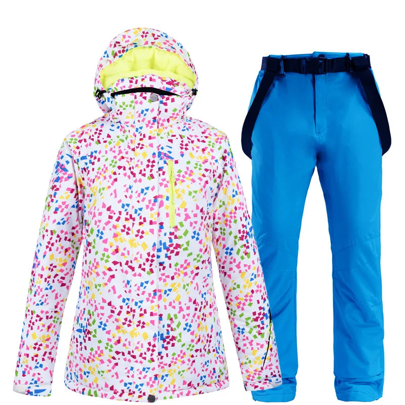 Winter Frauen Ski Anzug Thermische Ski Jacke Hosen Set Winddicht Wasserdicht Snowboarden Jacke Weibliche Ski Anzüge Schnee Mantel