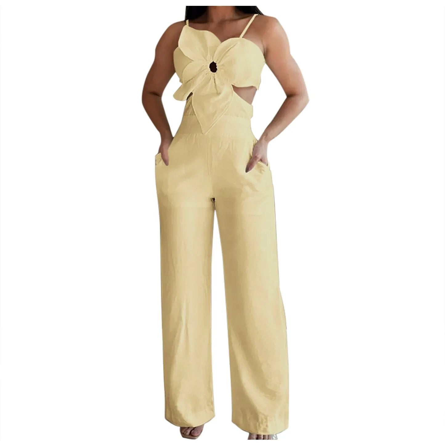 Sommer hoch taillierte lässige Hosenträger Overall Urlaub einfarbig sexy Stram pler aushöhlen Patchwork Mode Overalls Frauen