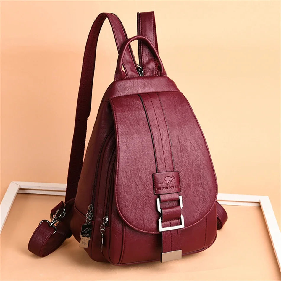 Frauen Anti diebstahl Rucksack Hohe Qualität Leder Schule Schulter Taschen Für Teenager Mädchen Multifunktions Rucksack Damen Brust Tasche