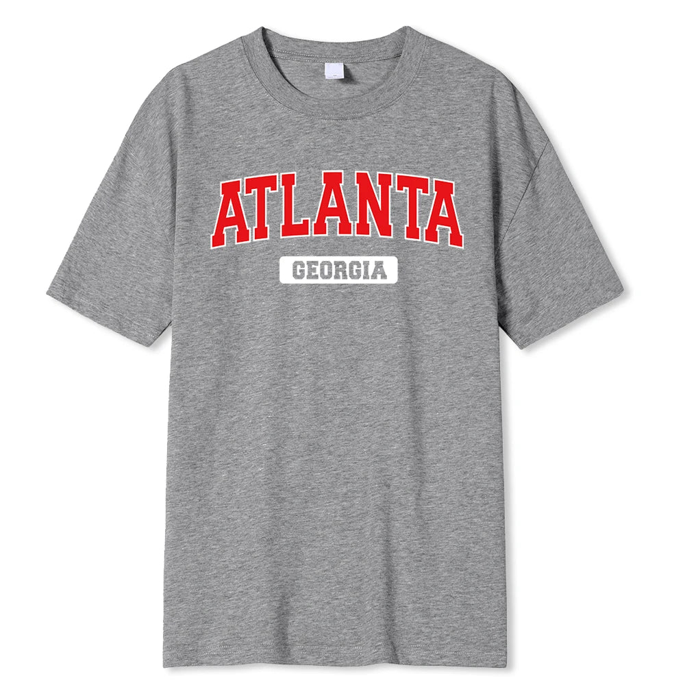 Atlanta Georgia Street Printing Men T Shirt Fashion Casual Tshirts Street Oversize Tshirt Loose 100% Cotton Tee Clothing Man