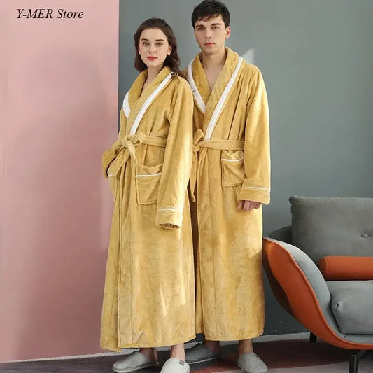 Nachtwäsche Lose Kimono Nachtwäsche Paar Verdicken Flanell Robe Männer Warme Herbst Winter Neue Intimate Dessous Lose Bademantel