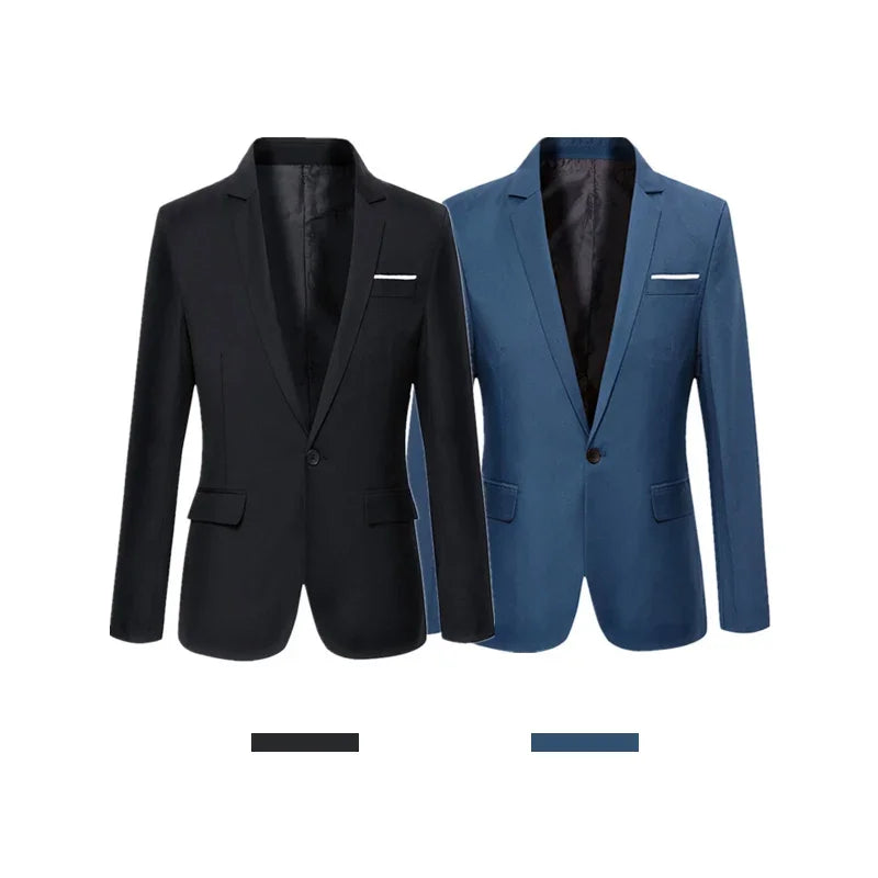 Blaue Männer Blazer Arbeits büro Männer Smoking für formelle Anlässe Taschen Mantel Blazer männliche benutzer definierte Männer Business schlanke Blazer