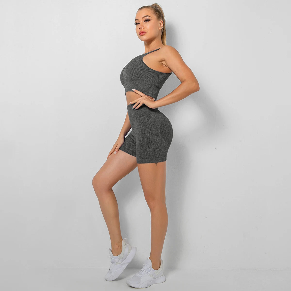 Women Yoga Set Seamless Sport Sportswear High Waist Shorts Leggings Tracksuit Workout Outfits Two Piece Shorts Sets Gym Clothing