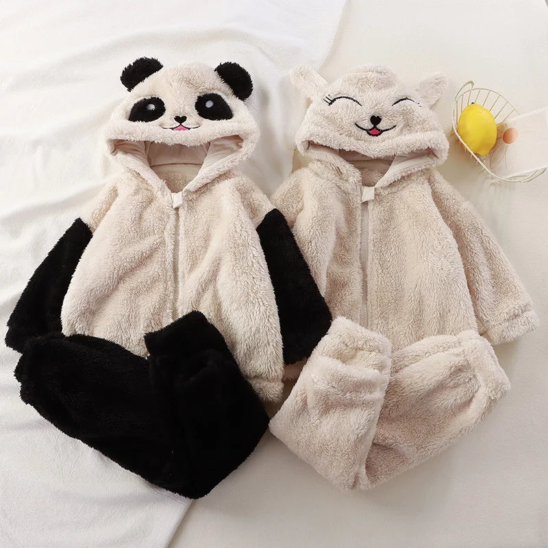 1-5 Jahre Baby Jungen Outfits niedlichen Panda Kapuze Reiß verschluss Sweatshirt Hose 2 Stück Anzug für Mädchen Geburtstags geschenk Kinder Kleidung Sets