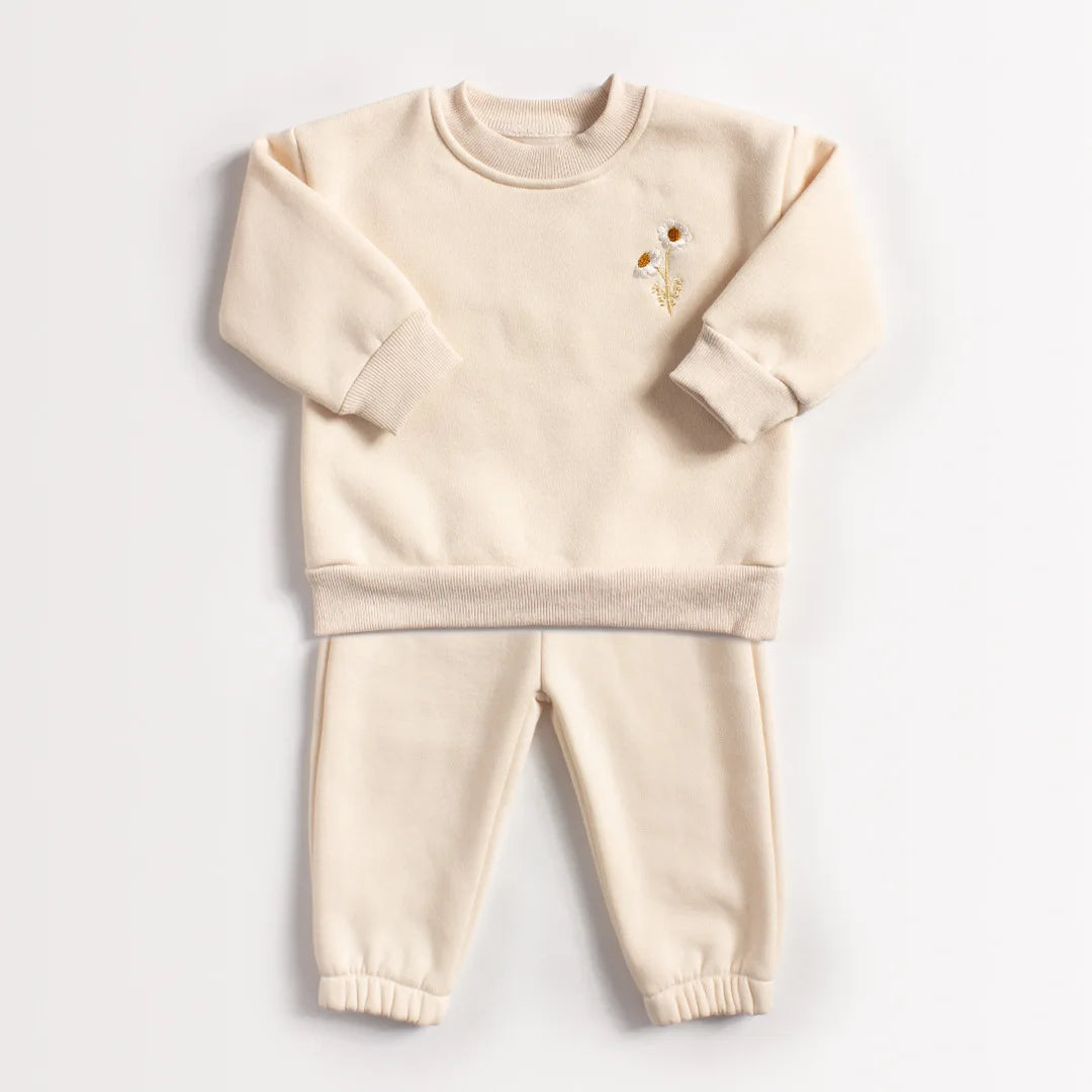 1 2 3 4 Jahre Baby Mädchen Kleidung setzt Stickerei Gänseblümchen Pullover Sweatshirt Hosen Jungen Trainings anzug Geburtstags geschenk Kinder kleidung