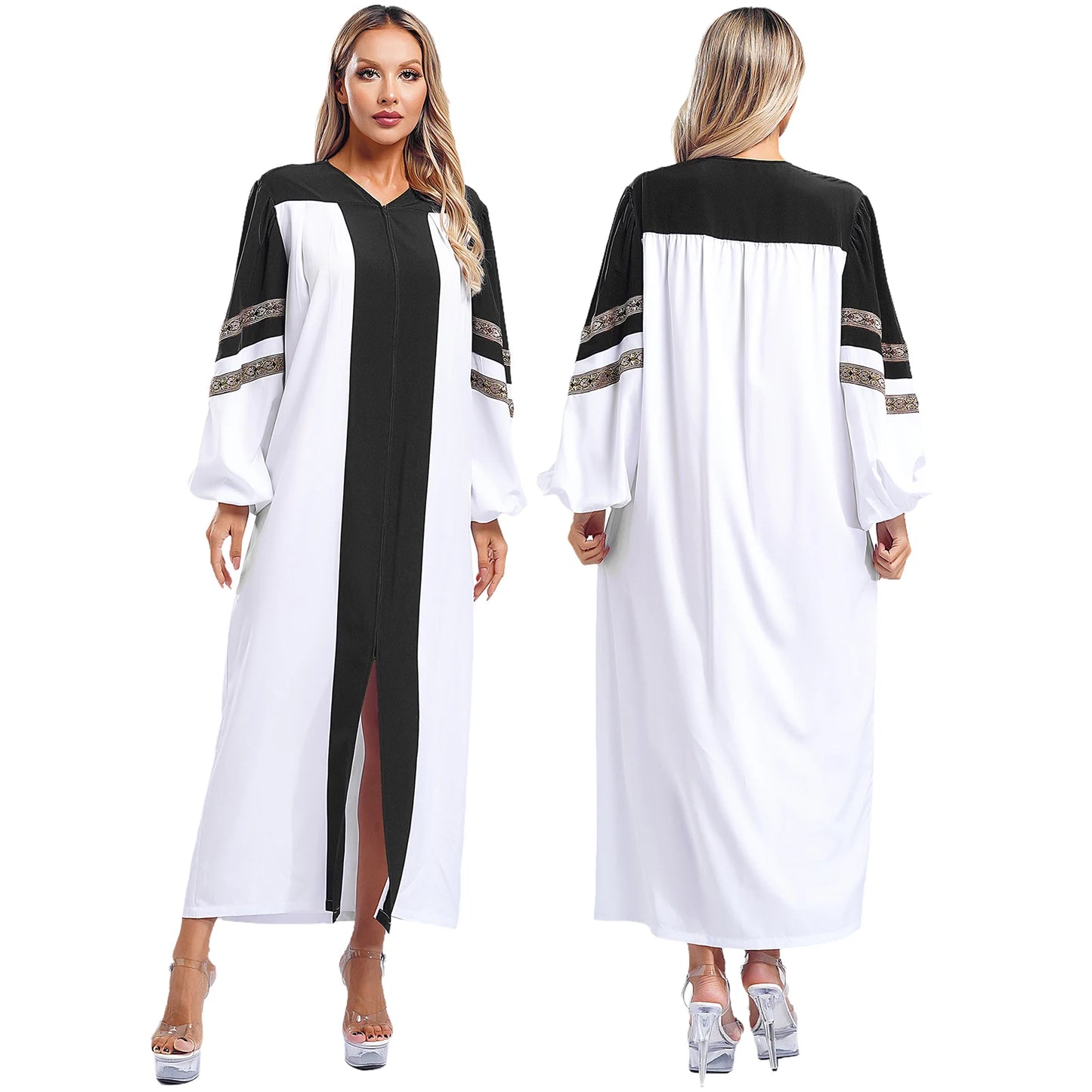 Damen Klerus Roben Minister Chor Robe Mittelalter Soutane Prediger Pastor Lange Kleider Abschlusskleid Halloween Cosplay Dress Up