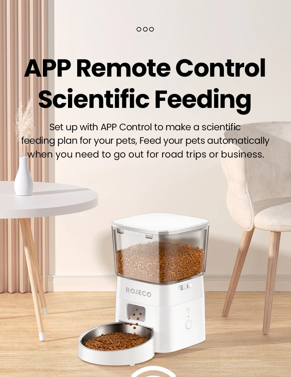 Rojeco Dog Feeder automatischer intelligenter Tiernahrung spender für Haustiere Hunde kibble Spender mit WLAN-Fernbedienung Hunde fütterung zubehör