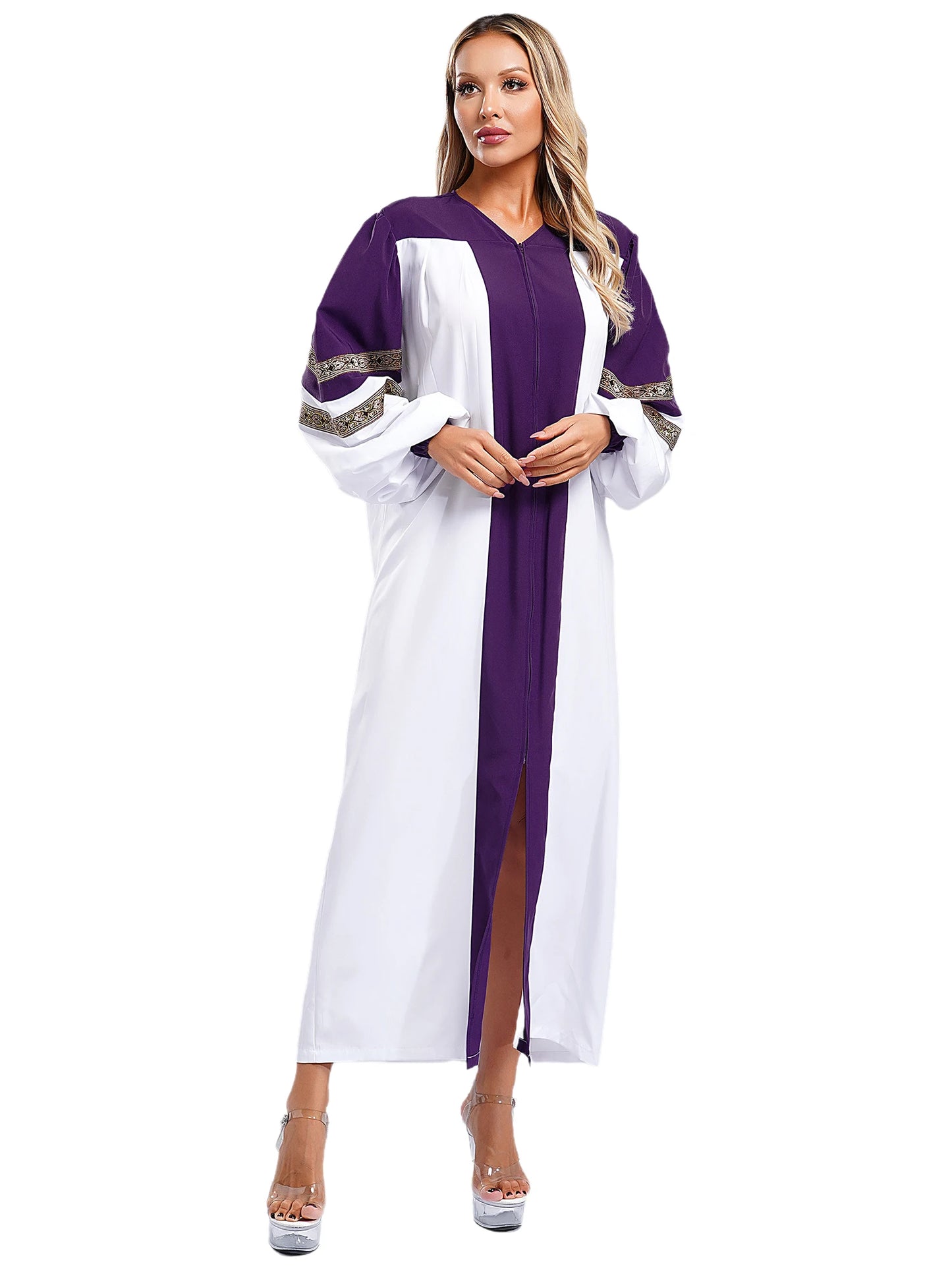 Damen Klerus Roben Minister Chor Robe Mittelalter Soutane Prediger Pastor Lange Kleider Abschlusskleid Halloween Cosplay Dress Up