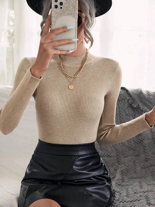 Auf Verkauf Herbst Winter Frauen Gestrickte Rollkragen Pull Pullover Casual Weiche Kragen Jumper Mode Schlanke Warme Weibliche Pullover Kleidung