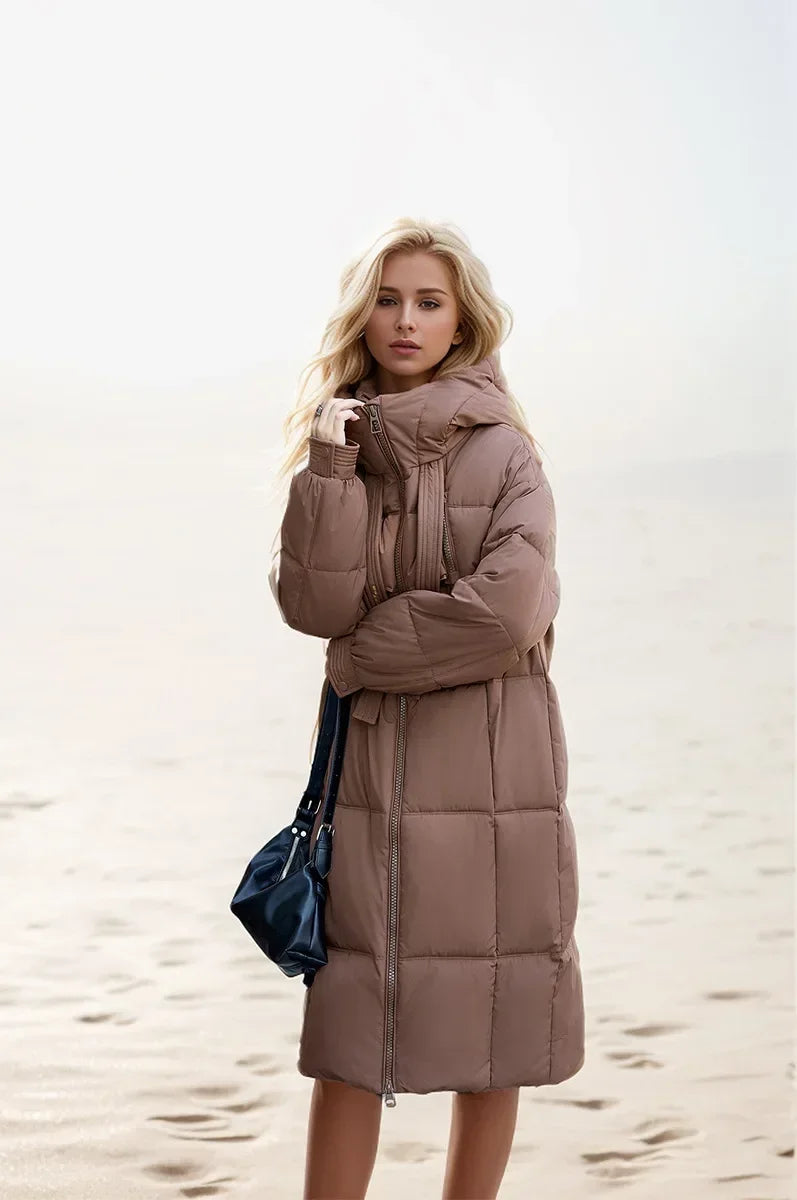 Frauen Parkas 2024 Herbst Winter Daunen Baumwoll jacken gepolstert verdickt Overknee locker lässig lange warme Taschen Mantel Schnee mantel