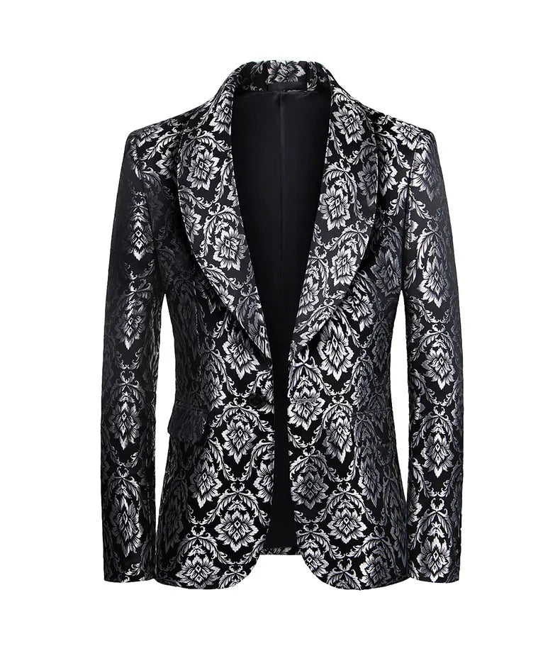 Luxuriöse Boutique Slim Print Herren Anzug Jacke Prom Bankett Smoking Bräutigam Hochzeitskleid Blazer Social Herren Formelle Anzüge Bühnenthost