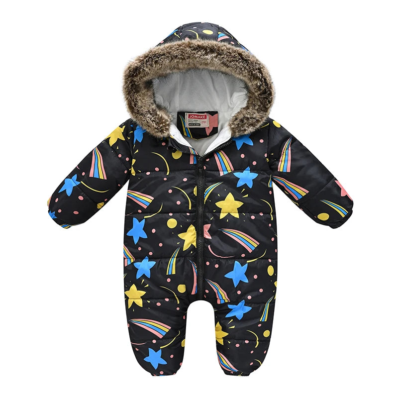 6 9 12 18 24 36 Monate Winter Baby Stram pler niedlichen Cartoon warme Mode Kapuze Reiß verschluss Pelz Kragen Junge Overall neue Kinder tücher