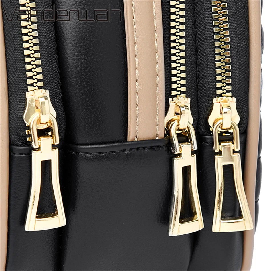 New High Quality Leather Top-handle Bag 3 Layers 2022 Women Bag Luxury Designer Handbags and Purses Brand Shoulder Crossbody Sac