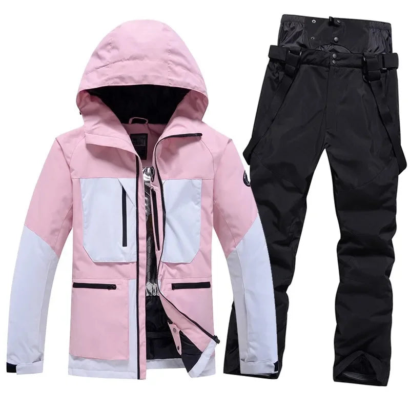 Winter Skiing Suits Women Men Waterproof Snow Hoodie Set Outdoor Mountain Couple Snowboard Clothes Warm Sports Snow Jacket Pants