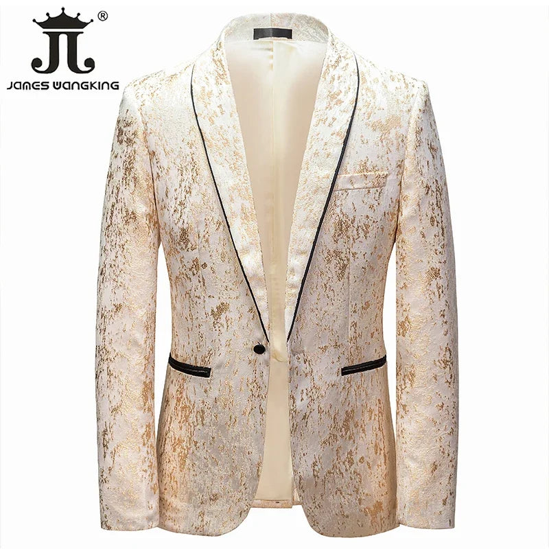 Luxuriöse Boutique Slim Print Herren Anzug Jacke Prom Bankett Smoking Bräutigam Hochzeitskleid Blazer Social Herren Formelle Anzüge Bühnenthost