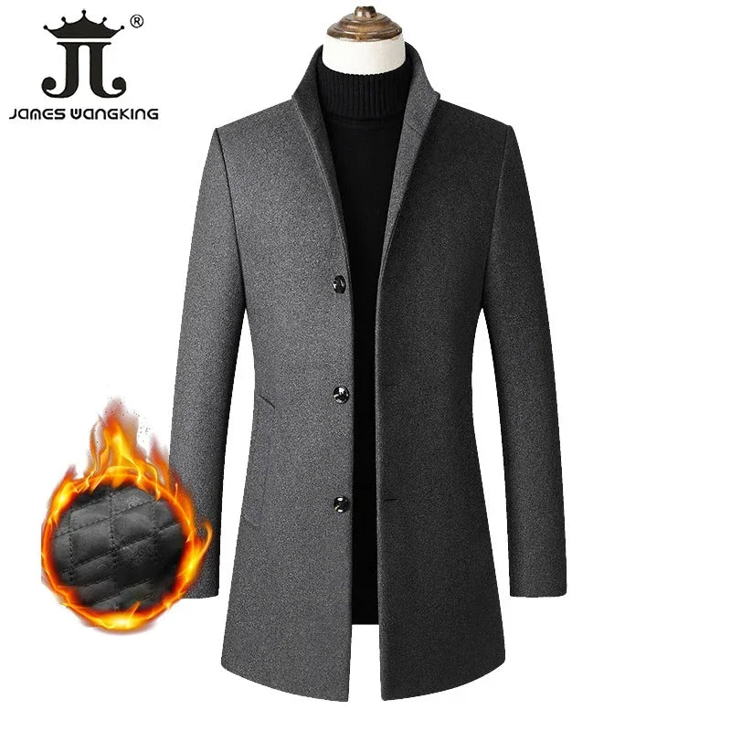 EUR Größe S-XXL Herbst Winter Dicke Warme Stehkragen Woolen Männer Mantel Business Casual Dünne MantelWoolen Jacke männlichen Windjacke