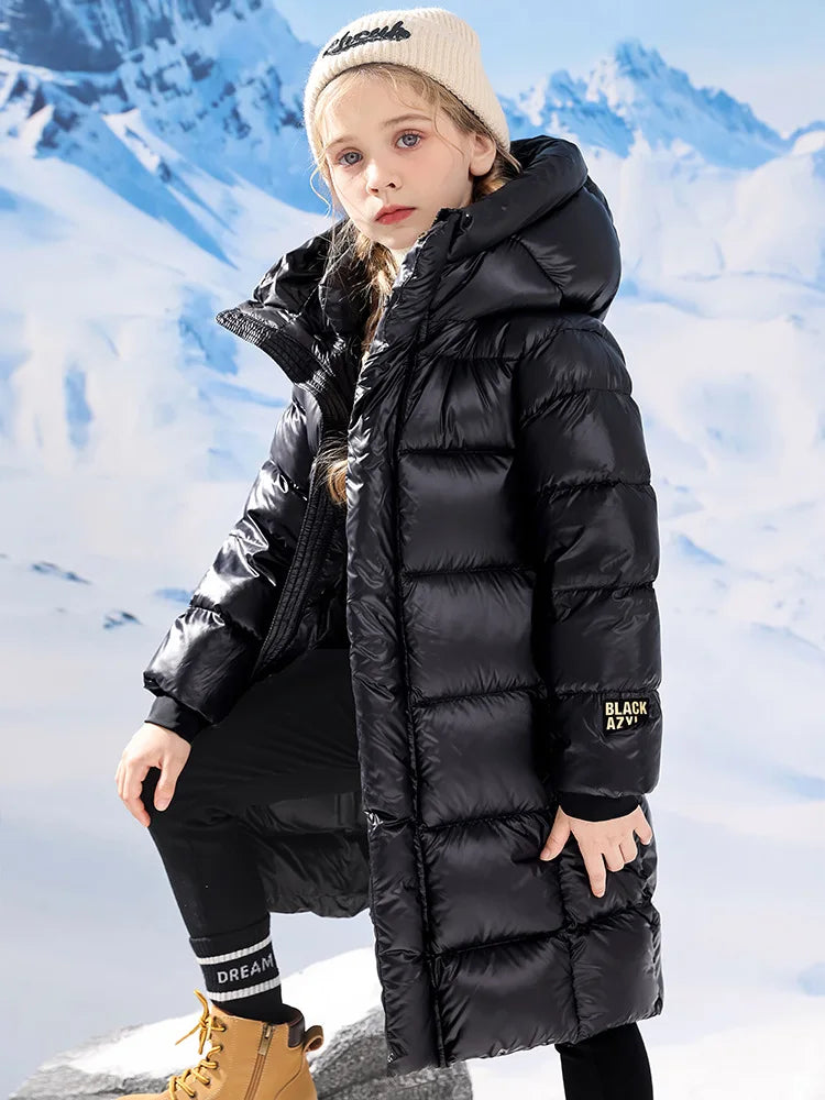 Teenager Mädchen Daunen mantel Winter halten warme Jacke für Mädchen lange Stil Kapuze Weihnachten Parkas Kinder kleidung 5-14 Jahre