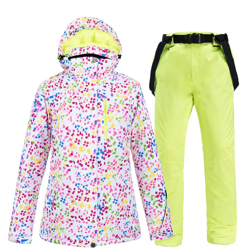 Winter Frauen Ski Anzug Thermische Ski Jacke Hosen Set Winddicht Wasserdicht Snowboarden Jacke Weibliche Ski Anzüge Schnee Mantel