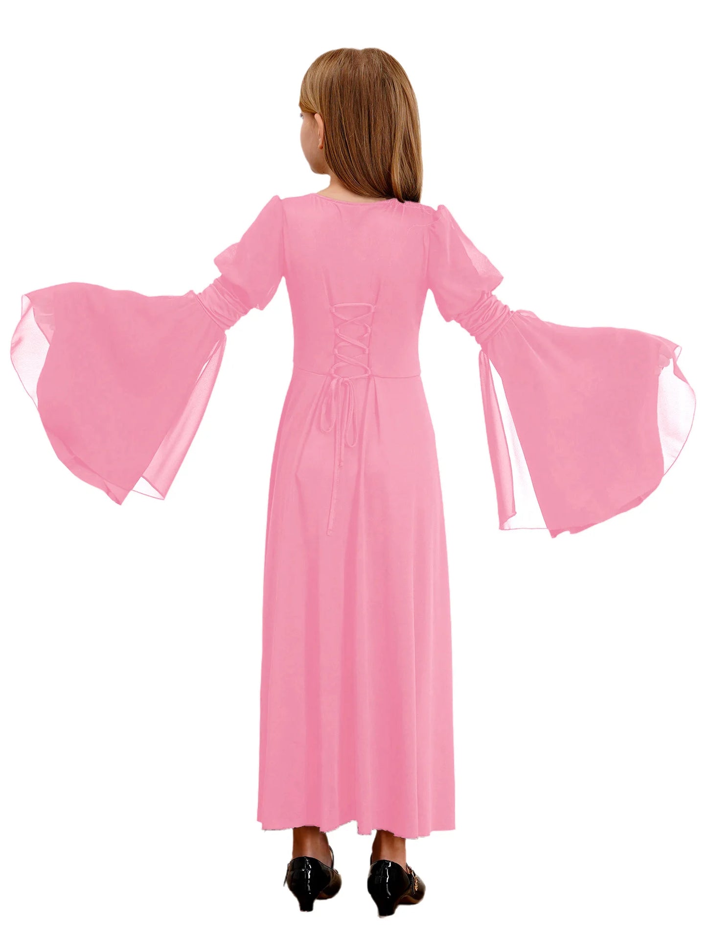 Kinder Mädchen mittelalter liche Renaissance Fee Kostüm Glocken ärmel Perlen viktoria nischen Kleid Retro-Kleid für Halloween Cosplay-Party