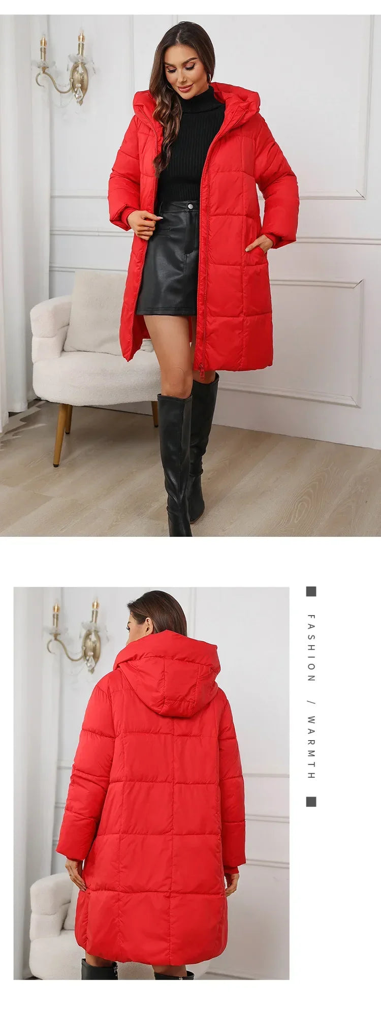 2024 neue Winter Frauen Lange Parkas Taschen Dicke Warme Mit Kapuze Unten Baumwolle Mantel Weibliche Lose Puffer Jacken Winddicht Schnee Mantel