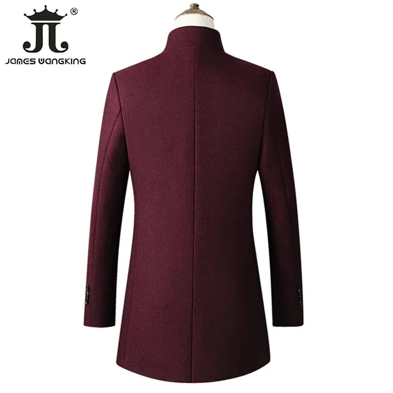 EUR Größe S-XXL Herbst Winter Dicke Warme Stehkragen Woolen Männer Mantel Business Casual Dünne MantelWoolen Jacke männlichen Windjacke