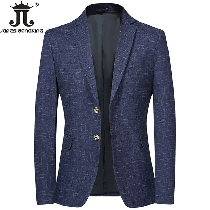 2024 neue Herrenmode Boutique dunkel kariert lässig Business Anzug Jacke Bräutigam Hochzeits kleid formellen Blazer männlich blau grau schwarz