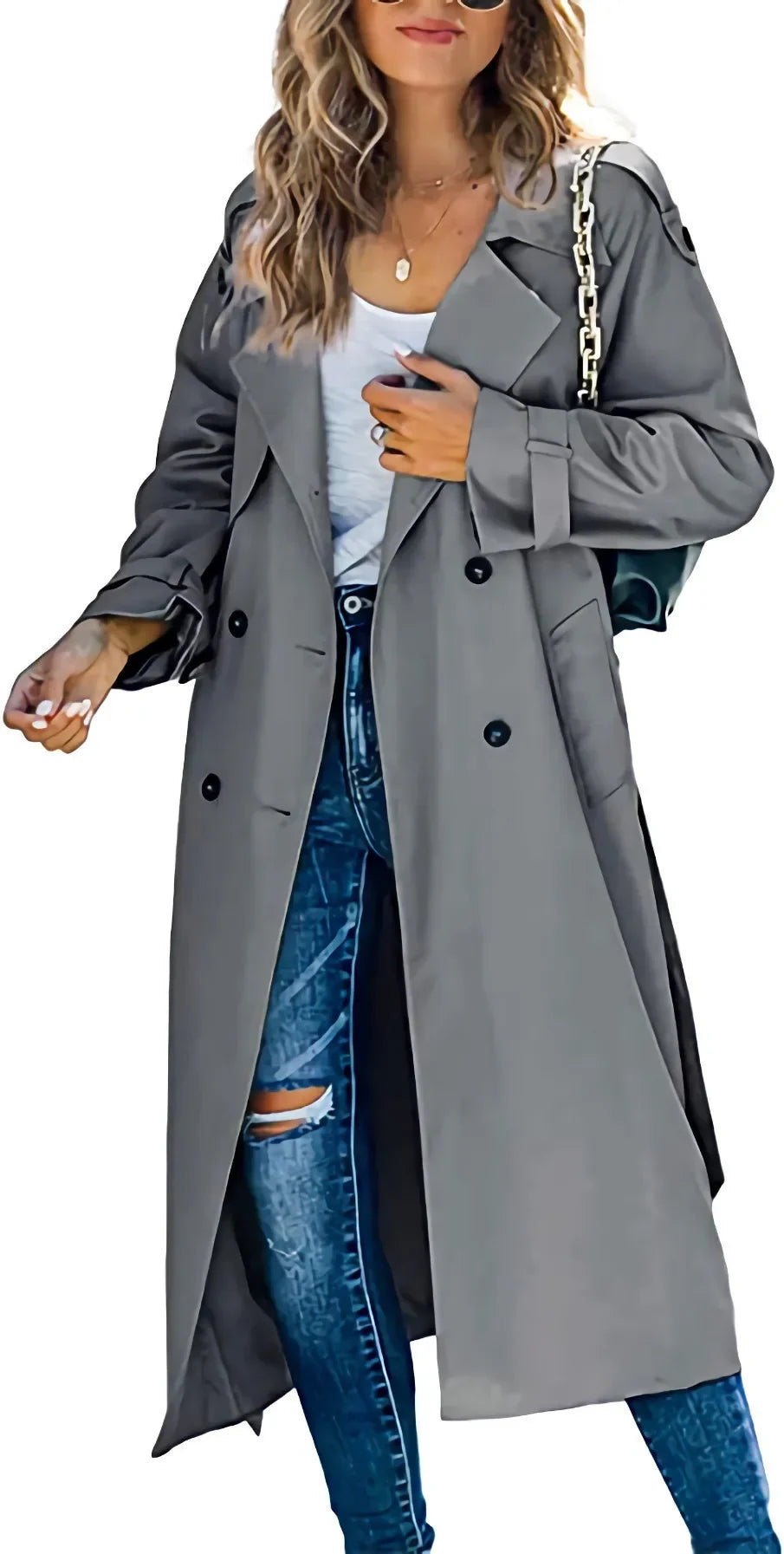 Amazon Independent Station Cross-Border European and American Women's Winter and Autumn Coat Jacket Overcoat Plus Size Trench Co