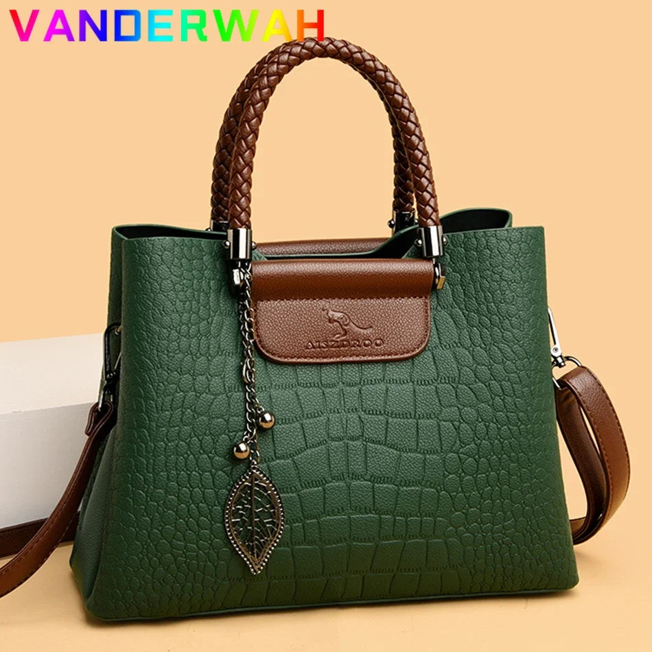 Echte Marke Leder 3 Schichten Alligator Umhängetasche für Frauen Weibliche Schulter Messenger Sac Luxus Designer Damen Handtaschen