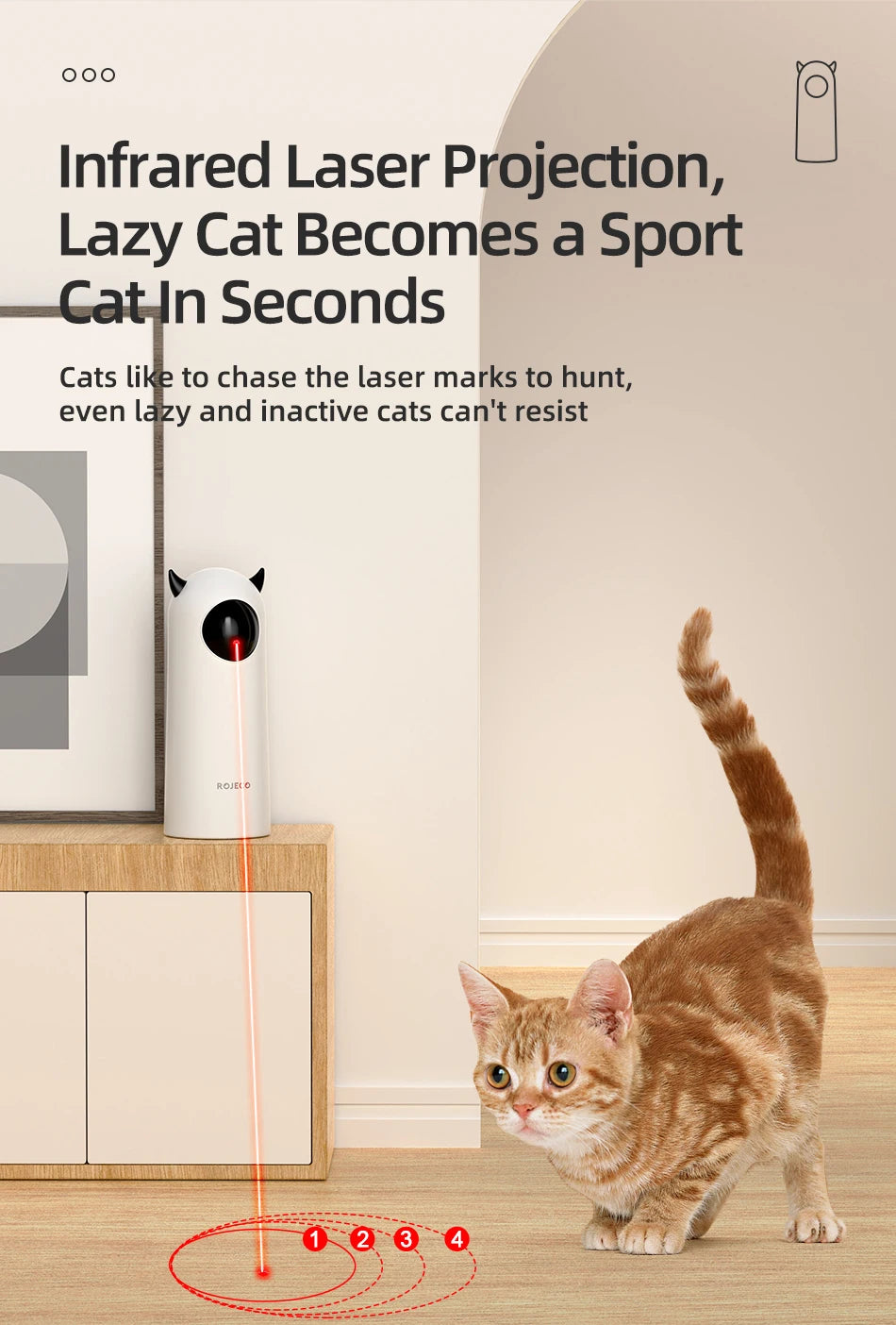 ROJECO Automatische Katze Spielzeug Interaktive Smart Necken Haustier LED Laser Indoor Katze Spielzeug Zubehör Handheld Elektronische Katze Spielzeug Für Hund