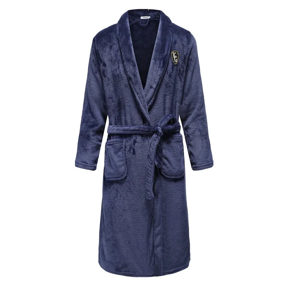 Flanell Frauen Kimono Bademantel Kleid mit Tasche PLUS GRÖßE 3XL Winter Verdicken Korallen Fleece Robe Nachtwäsche Hause Kleidung Lounge Tragen