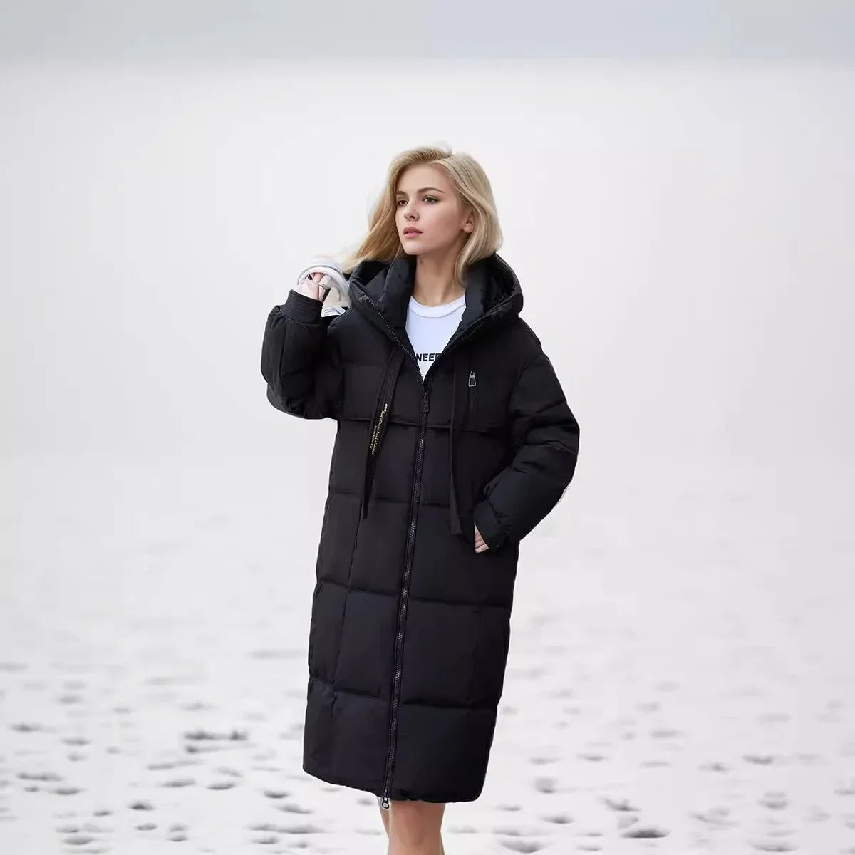 Frauen Parkas 2024 Herbst Winter Daunen Baumwoll jacken gepolstert verdickt Overknee locker lässig lange warme Taschen Mantel Schnee mantel