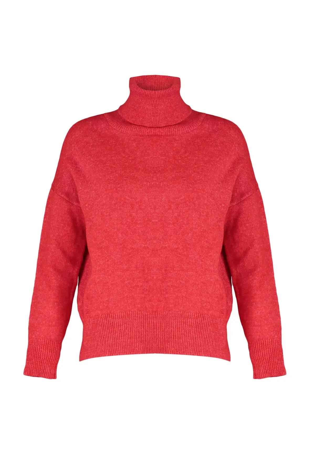 Trendyol TYZA Damen-Pullover, Übergröße, lässige Strickwaren, einfarbiger Rollkragenpullover, schulterfreie Pullover und Pullover, Übergröße, lässige Strickwaren