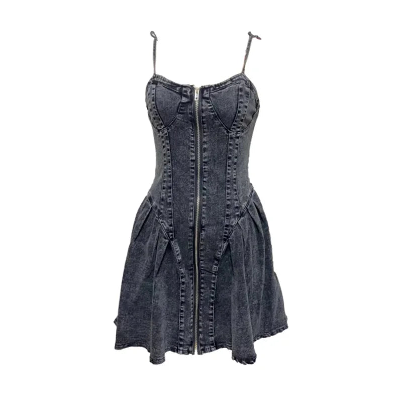 Falten Jeans Kleid