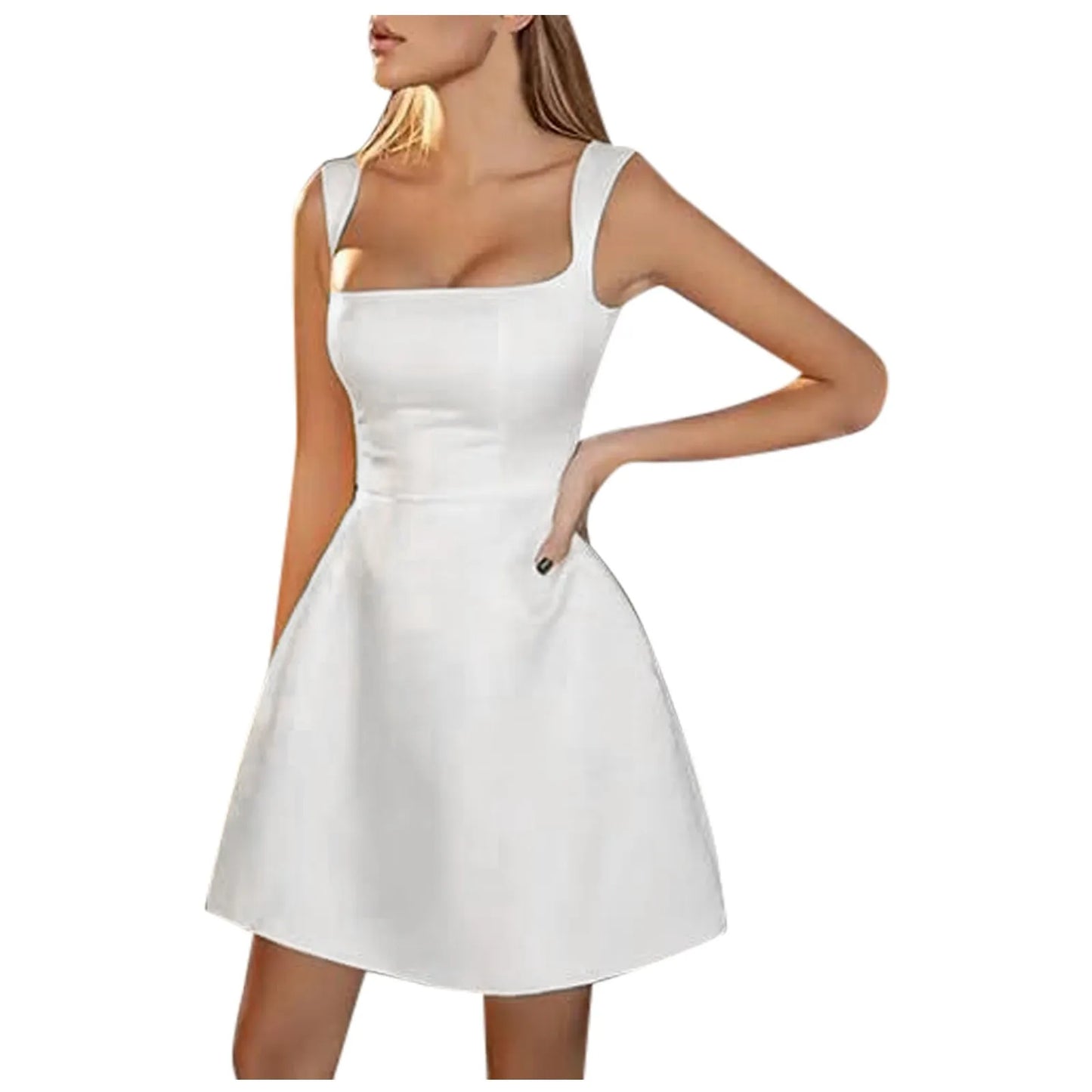 Einfarbig minimalist isch kurz eine Linie Kleid Satin ärmellose Hochzeit elegante Kleider moderne Cocktail Abendkleider Frauen