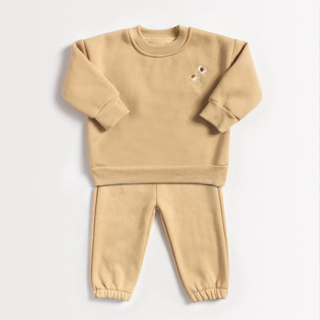 1 2 3 4 Jahre Baby Mädchen Kleidung setzt Stickerei Gänseblümchen Pullover Sweatshirt Hosen Jungen Trainings anzug Geburtstags geschenk Kinder kleidung