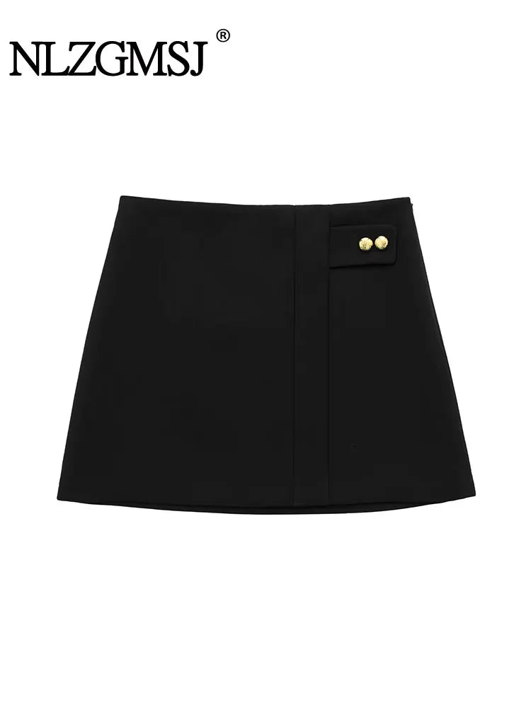 Traf 2024 Frühling Herbst Frauen klassische solide Einzel knopf elegante hohe Taille A-Linie Shorts y2k Damen bekleidung