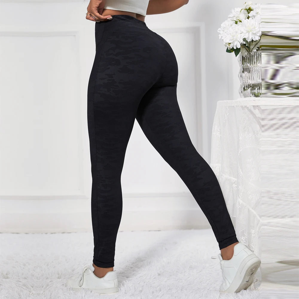 Shascull fites Melodie x Kreuz schwarz Polyamid Camo V-Form Leggings Bum Lift Leggings Beute Leggings bedruckte Leggings