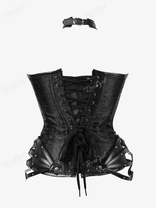 ROSEGAL Plus Size Damen Gothic PU Leder Korsett, Strappy Overbust Unterwäsche, Bauch kontrolle und Gewichts verlust Korsett Oberteile