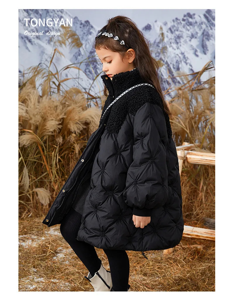 Teenager Mädchen Daunen jacke Winter einfarbig warm halten Mode Parkas Mantel Reiß verschluss Oberbekleidung 5 6 8 10 12 14 Jahre Kinder kleidung