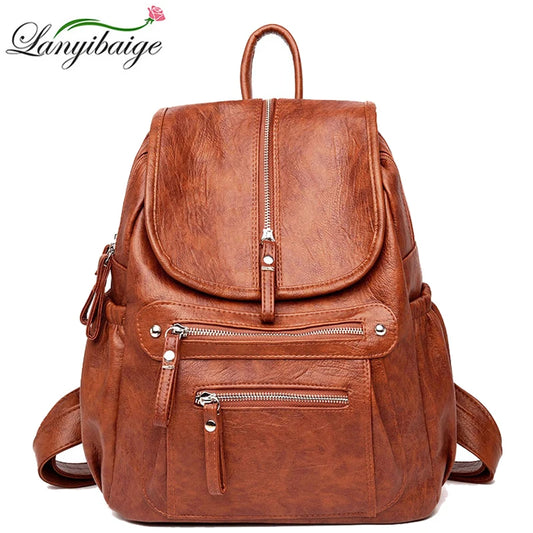 Luxurious Women Backpack High Quality Soft Leather Book School Bags For Teenage Girls Large Capacity Travel Backpack Rucksacks