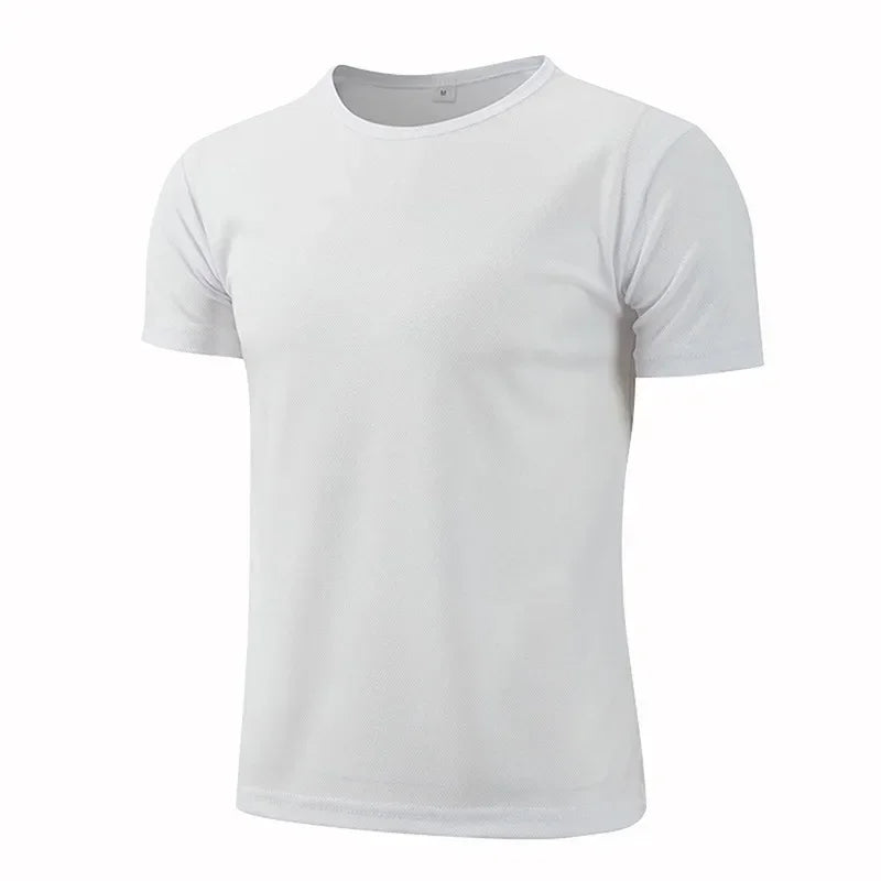 Schnellt rocknende Rundhals-Sport-T-Shirt Fitness-Fitness-Shirt Trainer Laufen T-Shirt Männer atmungsaktive Sport bekleidung костюм женский летний