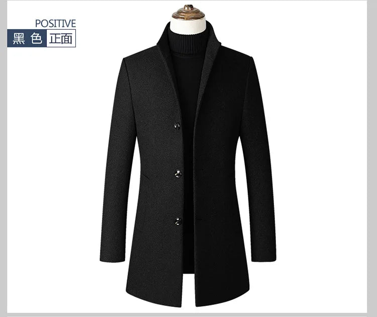 EUR Größe S-XXL Herbst Winter Dicke Warme Stehkragen Woolen Männer Mantel Business Casual Dünne MantelWoolen Jacke männlichen Windjacke