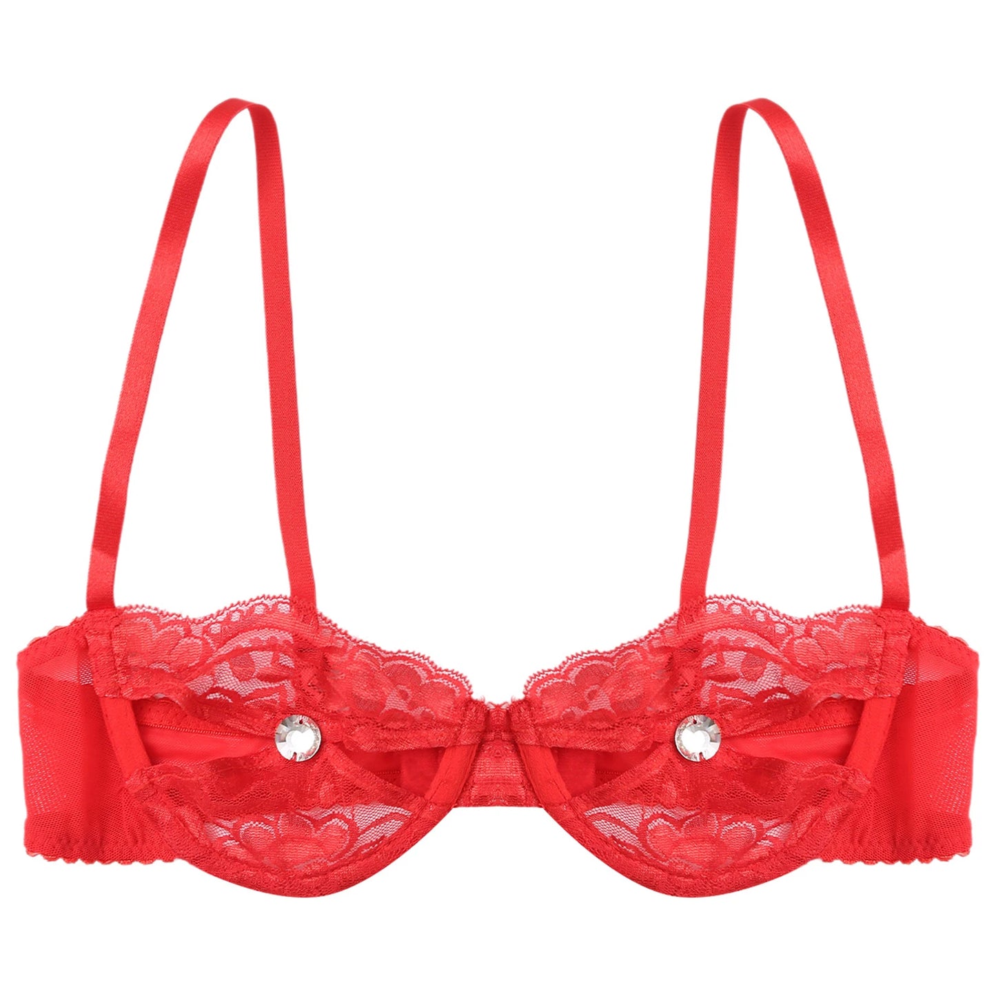 Frauen Blumen Spitze Dimond Nippel BH Top Bügel ausschnitt vorne ungefüttert Push-up Balcon ette Dessous Unterwäsche Top