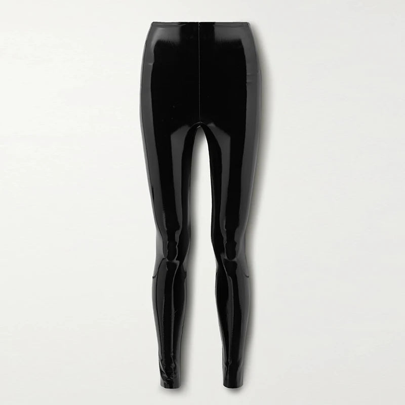 Frauen glänzende pu Leder weiß PVC-Hose schlanke 4xl sexy Leggings Latex dehnbare hohe Taille Bodycon Hose Sommer dünne Hose