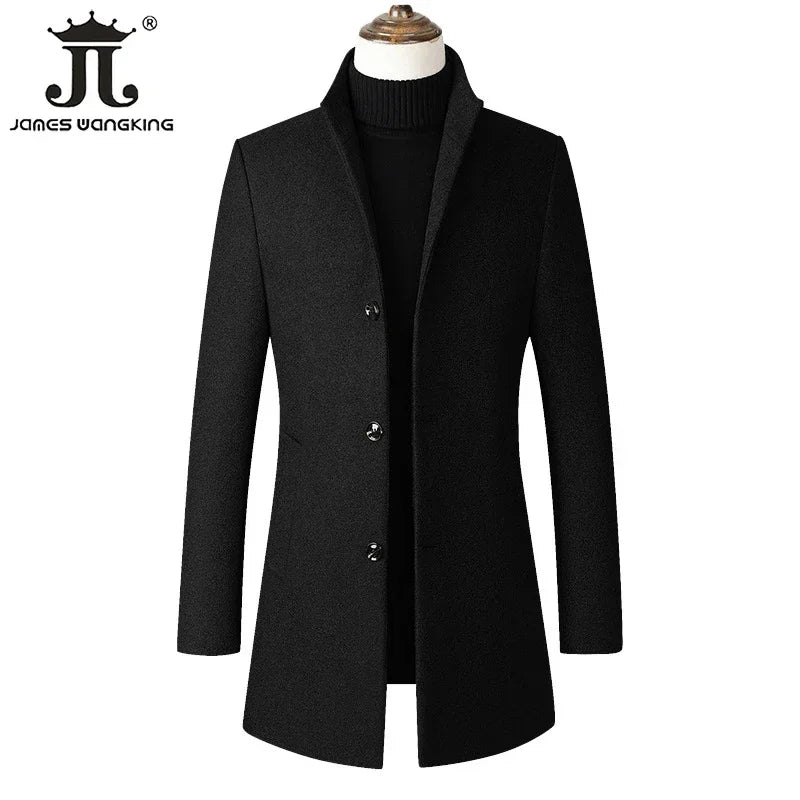 EUR Größe S-XXL Herbst Winter Dicke Warme Stehkragen Woolen Männer Mantel Business Casual Dünne MantelWoolen Jacke männlichen Windjacke