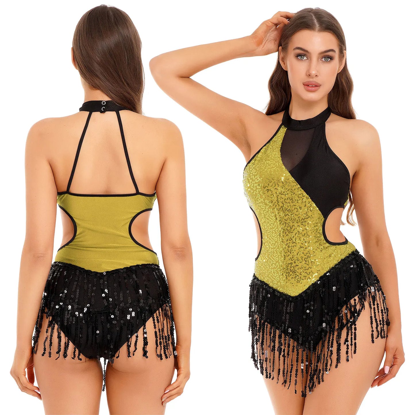 Damen Pailletten Quaste Fransen Flapper Latin Tanz kleid Trikot funkelnde Salsa Rumba Samba Cha-Cha Jazz Gesellschaft stanz Kostüm